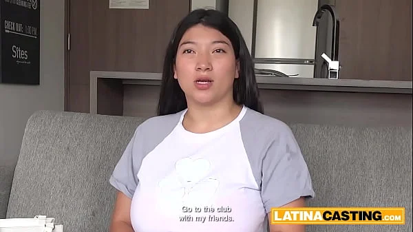 HUGE TITS Thick Latina Tit Fuck and Deepthroat in Fake Job Casting