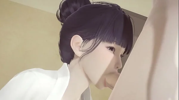 Hentai Uncensored - Shoko sucks and gets fucked on her knees in the library - Japanese Asian Manga Anime Game Porn
