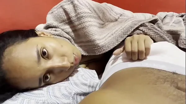Hot stepmother and stepson share bed and have sex. He cums inside her pussy. English subtitle
