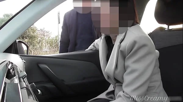 Dogging my wife in public car parking and jerks off an voyeur after work - MissCreamy