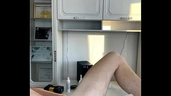 SugarNadya - Depilting a very large penis while erect, will he cum?