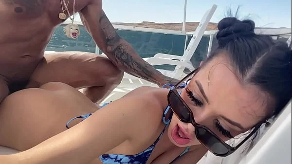 Horny little slut give sloppy blow job and hardcore amateur fucking on a boat