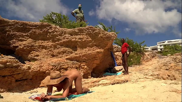 Being naked and slutty on the beach with onlookers