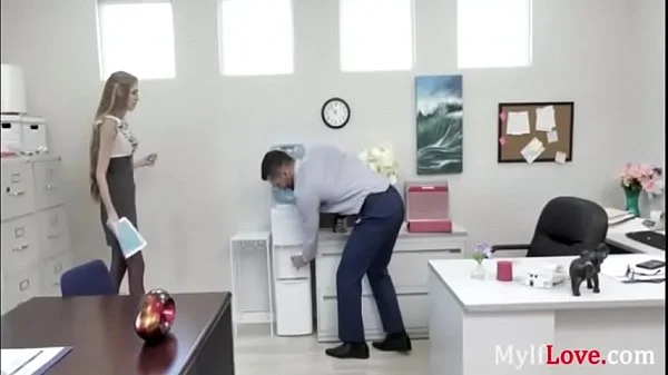 Skinny milf at work